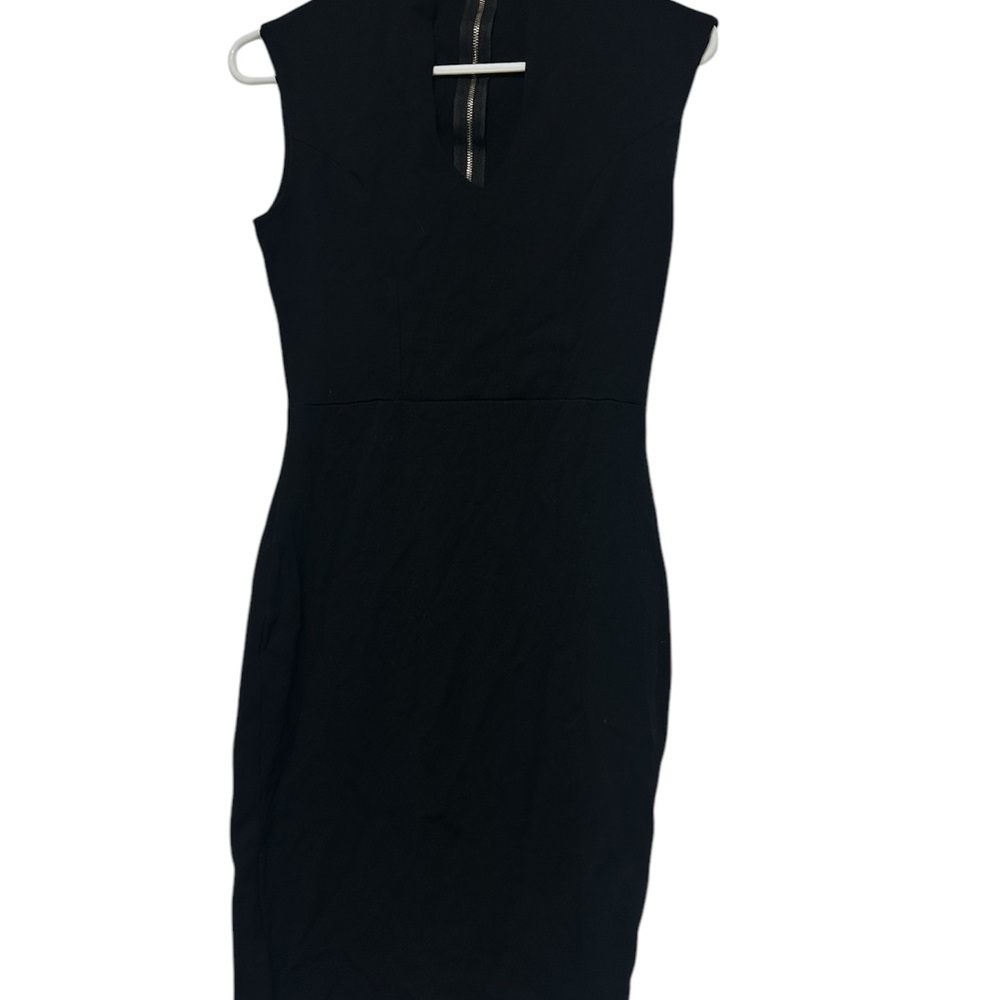 Rolla Coster Black Midi Dress Deep Neck Sleeveless Sheath Medium